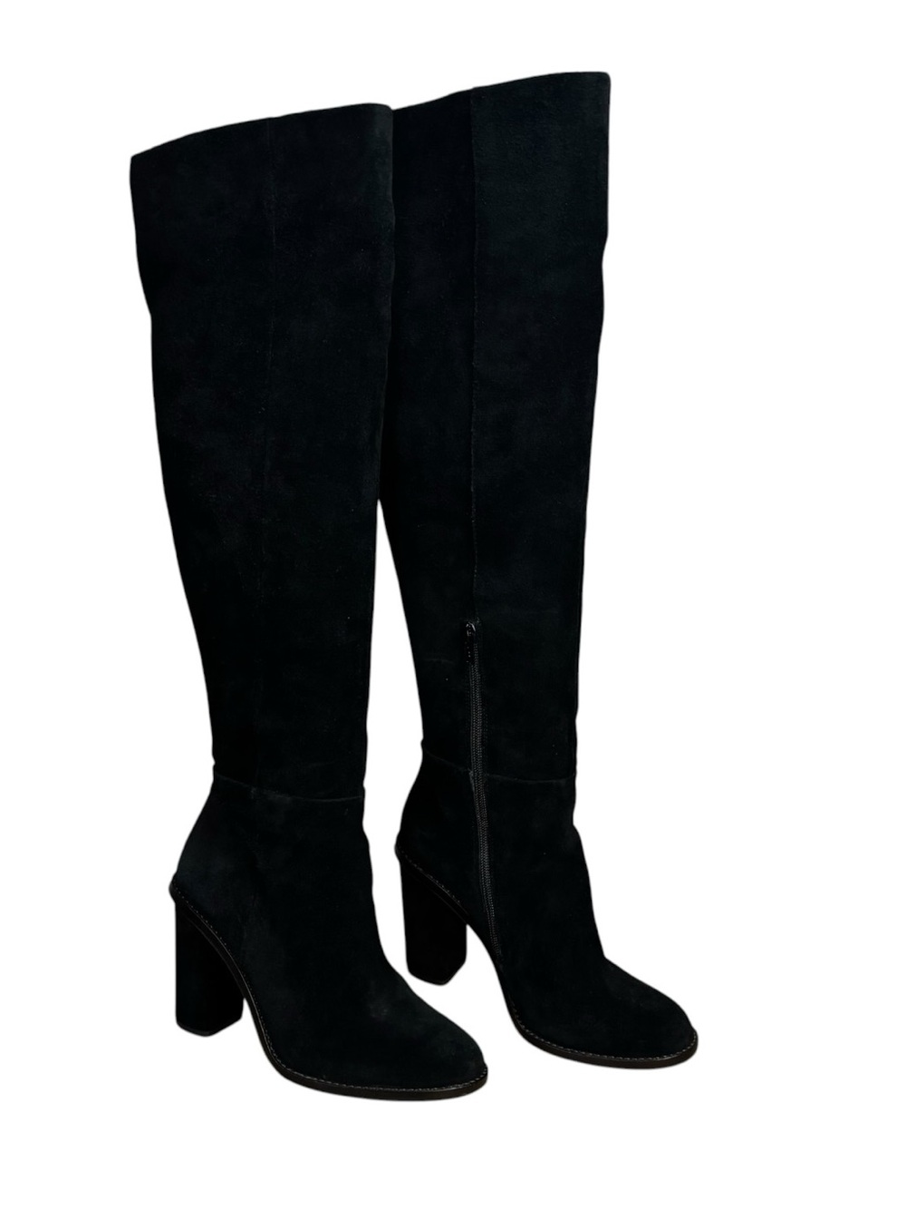 Gianni Bini over the knee block heel pull on boots black suede size 8M